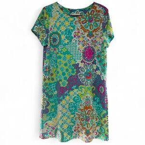 Jude connally short sleeve stretch bright multicolor dress Women’s L